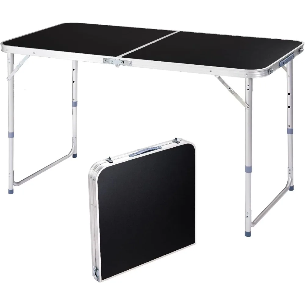 

4ft Camping Tables Fold Up Lightweight, Folding Table Camping Table for Outdoor Camp Picnic Beach RV Backyards Kitchen BBQ, Port