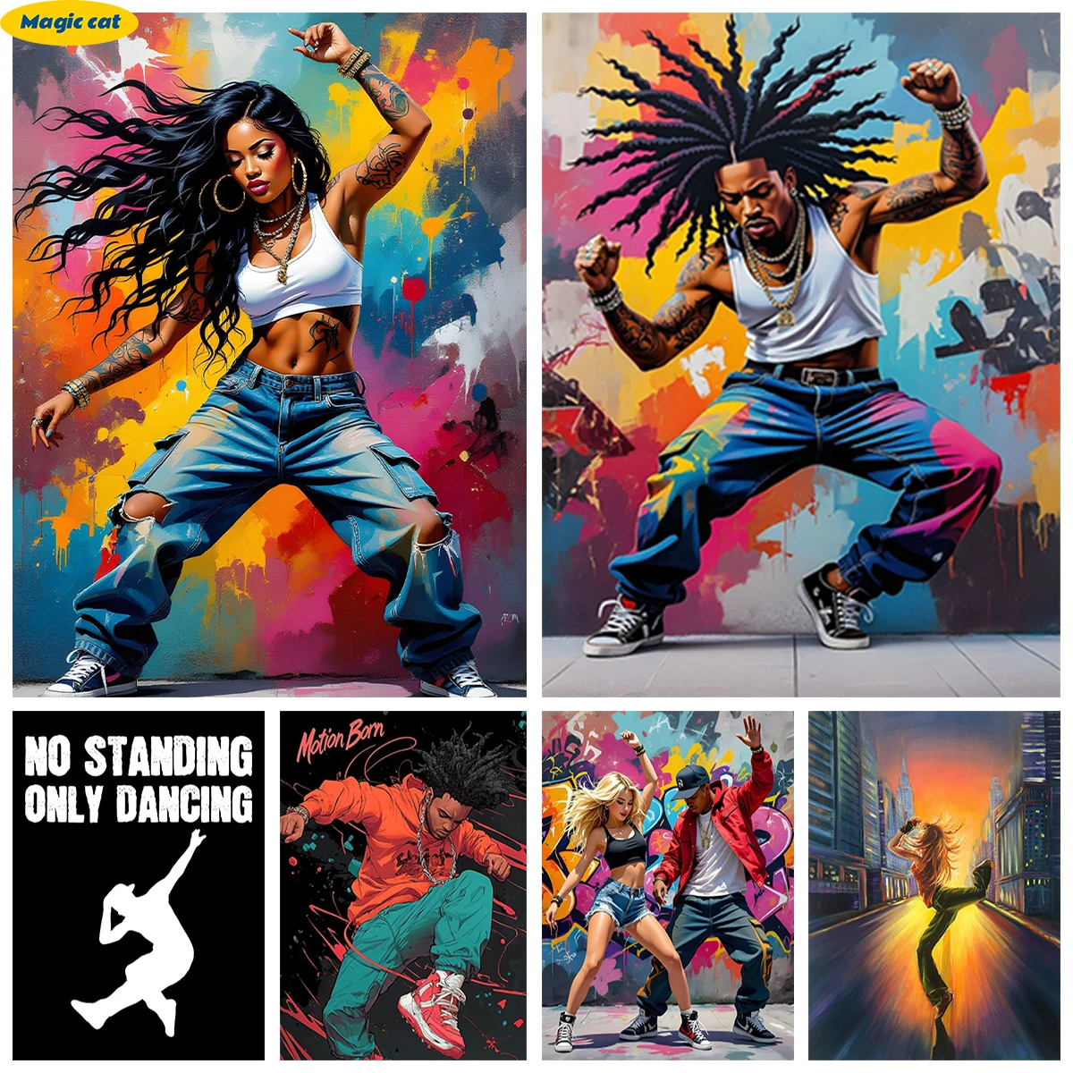 Street Dance Diamond Painting Exquisite Street Graffiti And Dance Moves 5D Hand Gemstone Embroidery Pop Home Wall Decor DIY Gift