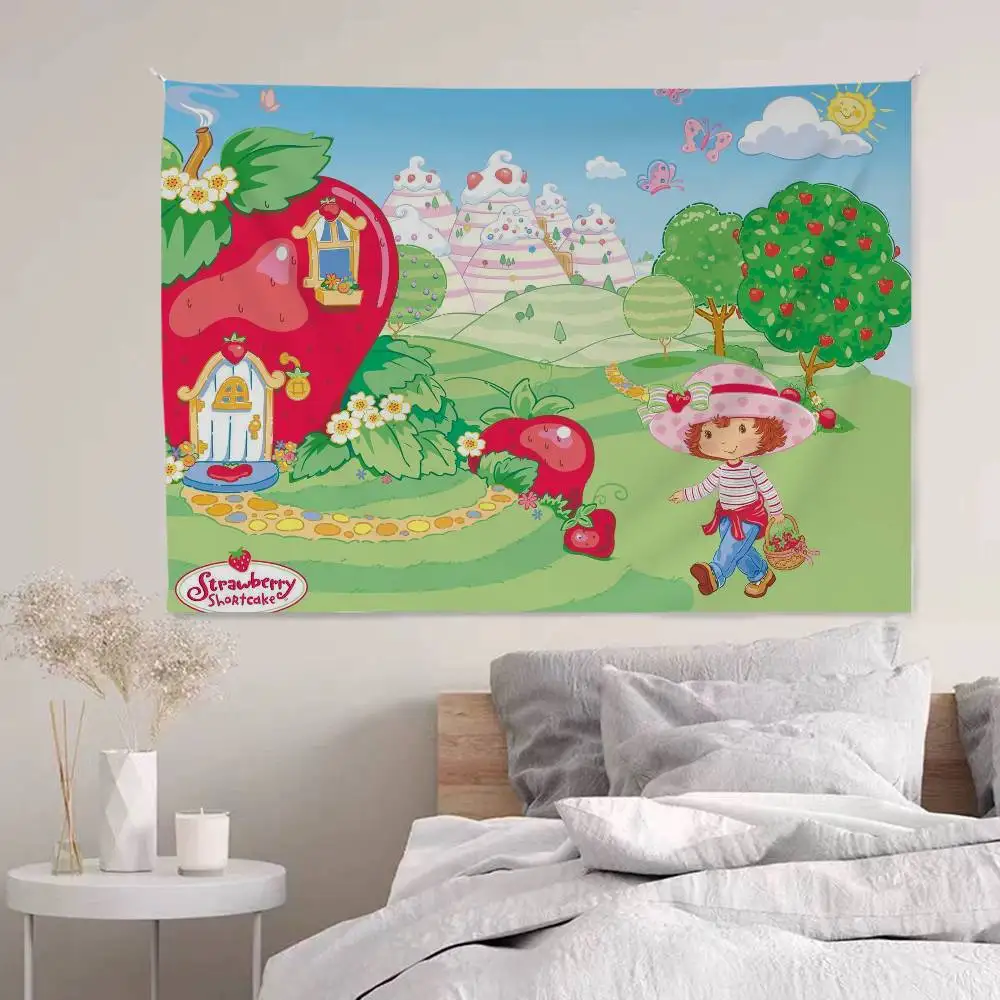 S-strawberry-shortcakeS Colorful Tapestry Wall Hanging Hanging Tarot Hippie Wall Rugs Dorm Wall Art Decor