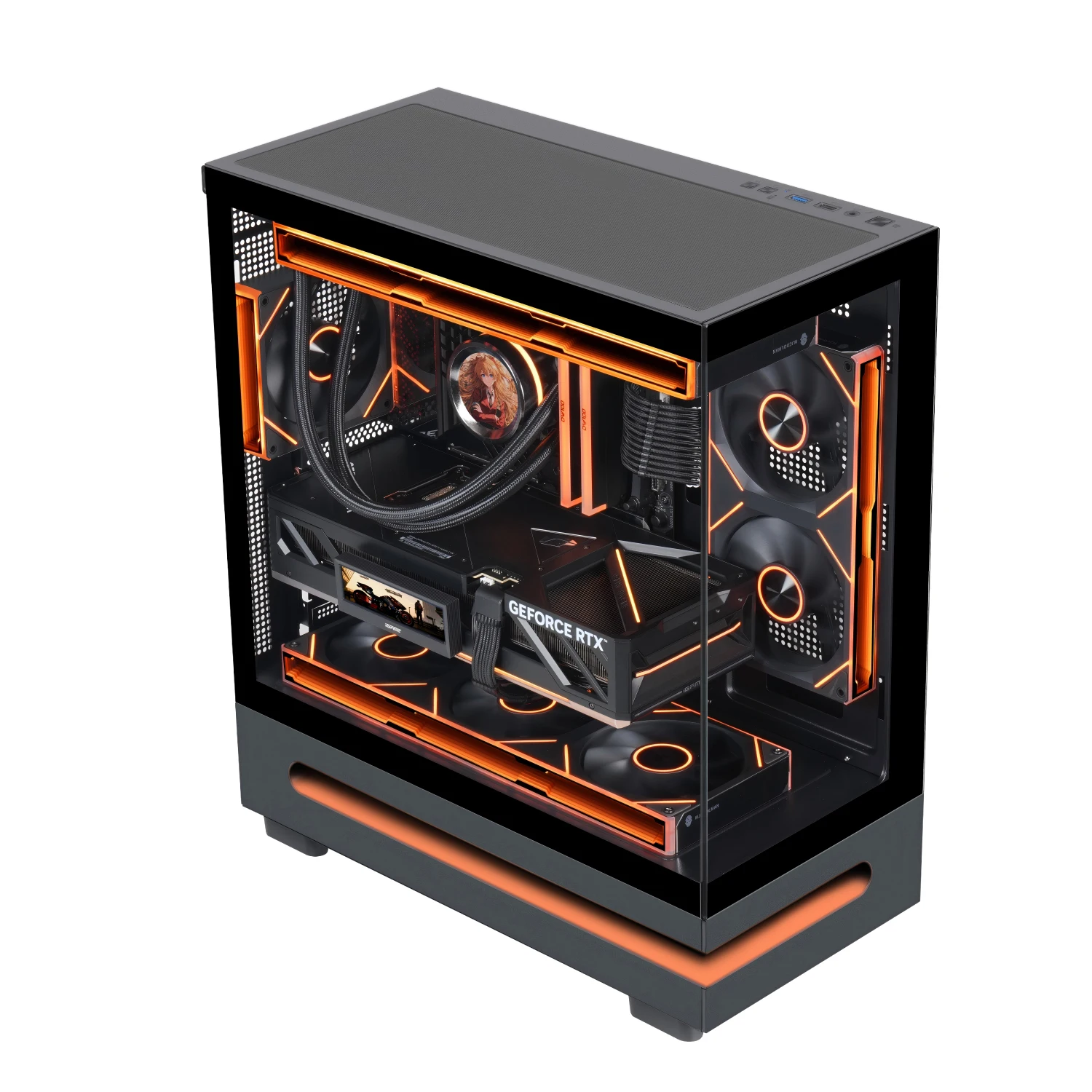 WJCOOLMAN XingYu PLUS ATX/MATX/ITX RGB Light Strip 360 Water Cooler PC Case Sea View Room Desktop Computer Chassis