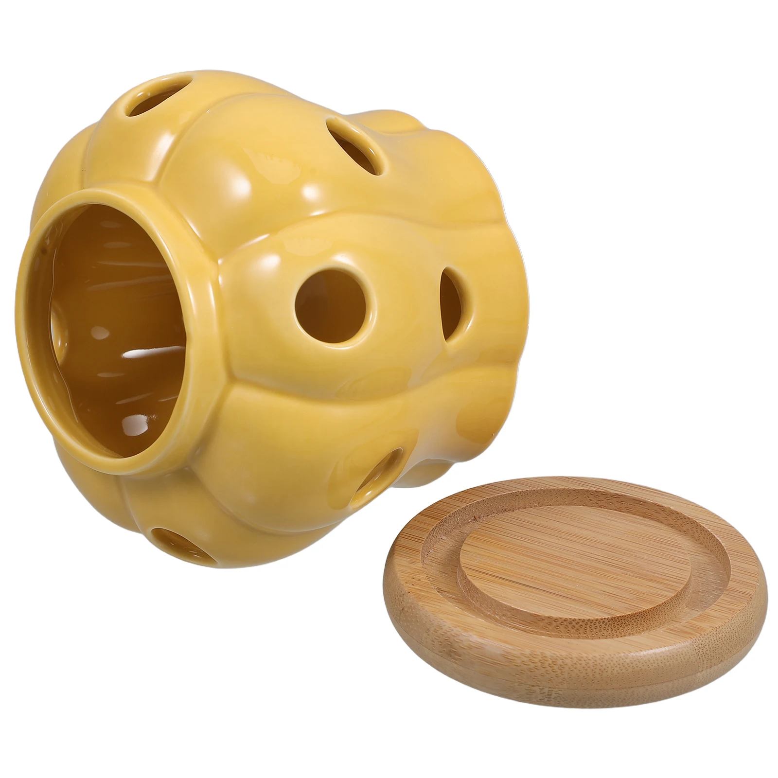 

Ceramic Garlic Storage Jar Large Capacity Hollow Design Kitchen Ginger Container Ventilated Ceramic Keeper Lid