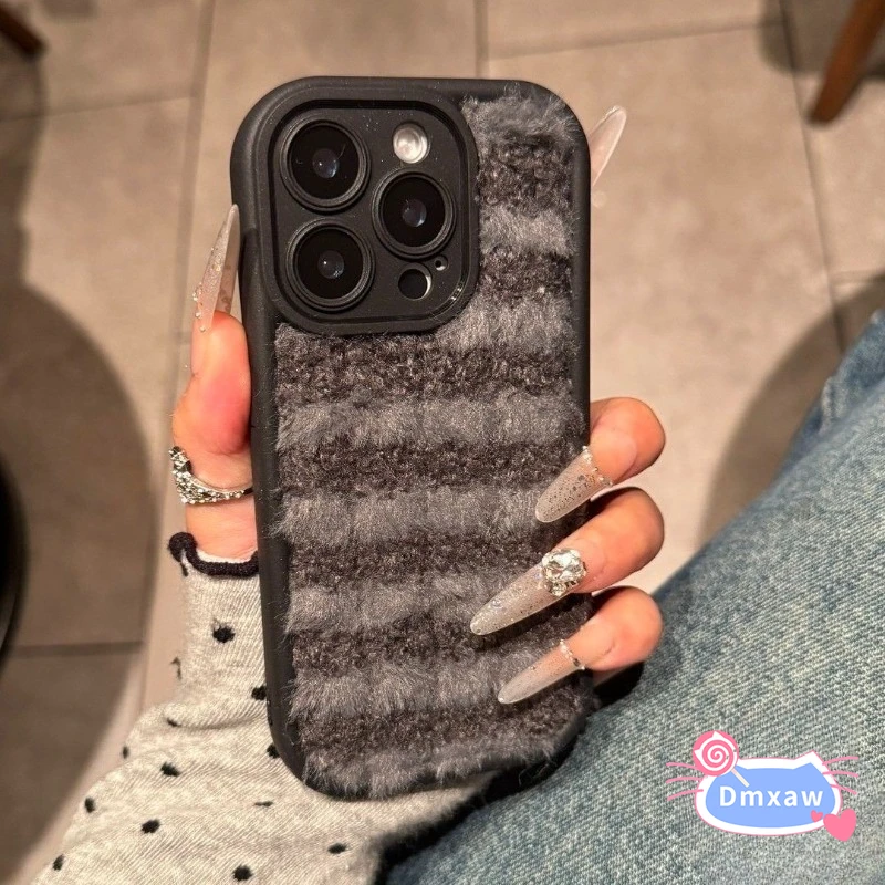

Cute Winter Plush Phone Case For Realme 14X 13 12 12X 10S 9 Pro SE 9i 8 8S 7 Q5 Q5X Q5i Q3 Q3S Q3T Q3i Anti-fall Back Cover