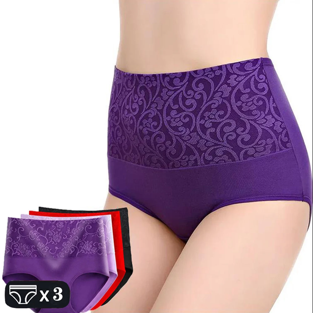 L-5XL weibliche Unterwäsche postpartale Erholung Slips für Damen hohe Taille Höschen für Frauen sexy Dessous plus Größe 3 teile/los