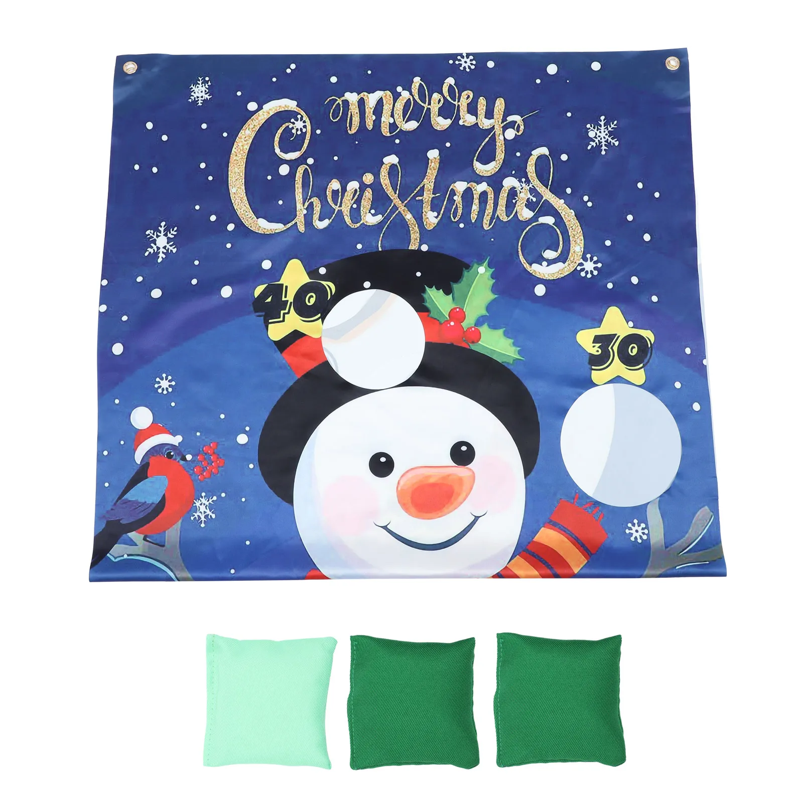 

Christmas Snowman Toss Game Flag Set Polyester Toy Kids Party Yard Lawn Park Snowman Game Flag Fun Lightweight Storage