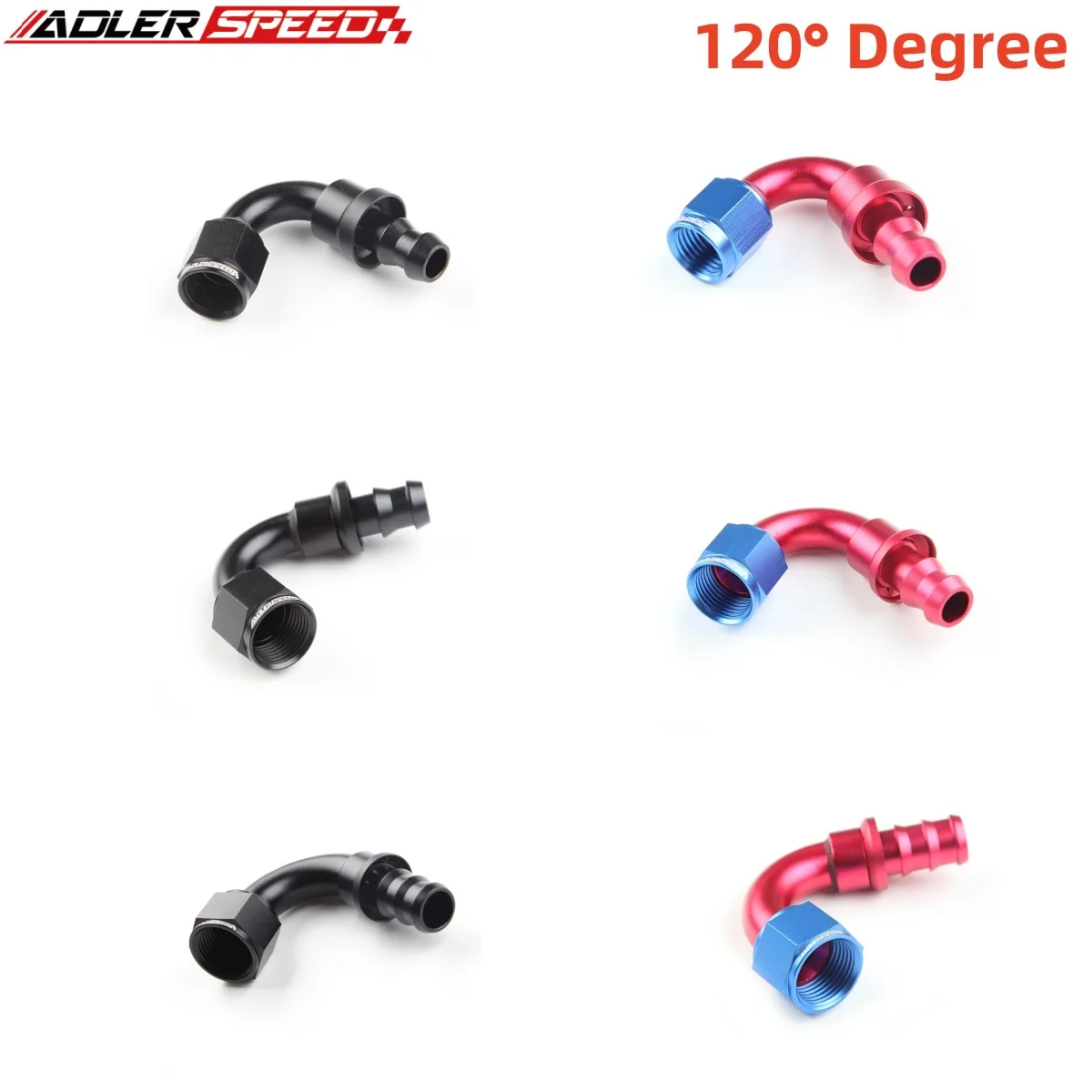 AN4/6/8/10/12/16 120Degree Push-on Lock Hose End Push Lock Barb Hose Fitting End Oil Fuel Line Fitting for Rubber Fuel Line