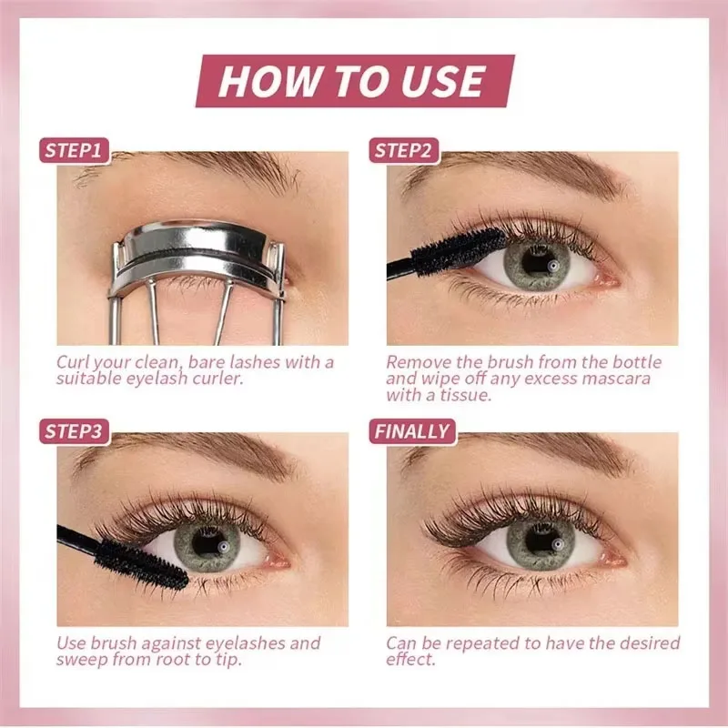 4D Mascara Lengthening Eyelash Extension Eye Lashes Long-wearing Black Color Mascara Waterproof Long Lasting Silky Lash Cosmetic