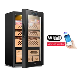 Upgrade WiFi Cigar Cabinet Humidor Electric Cooler Refrigerator Control Temperature Humidity Moisturizing Cedar Wood Fits 400Pcs