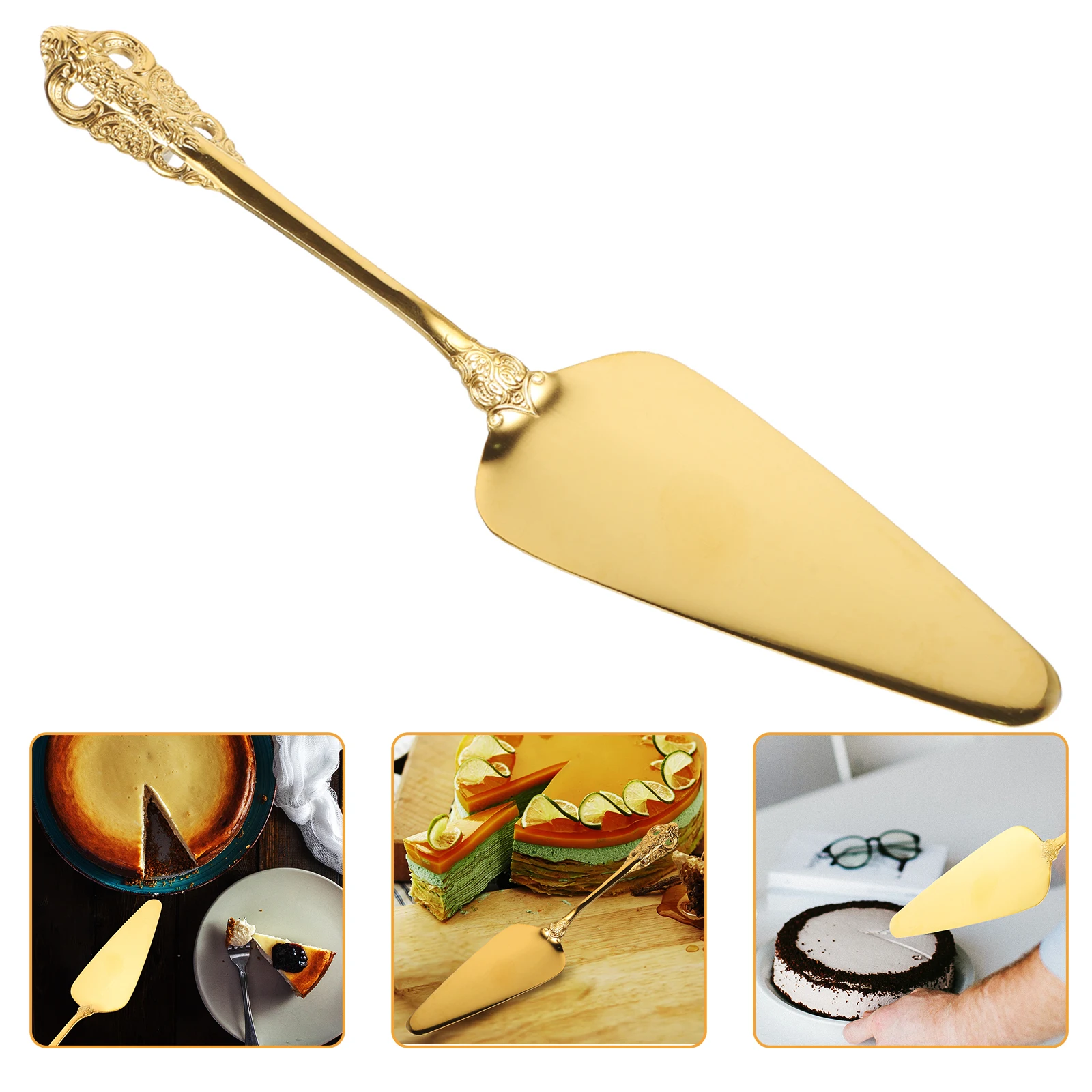 

Stainless Steel Cake Spatula Smoother Angled Icing Knife Dessert Pizza Server Dough Scraper Small