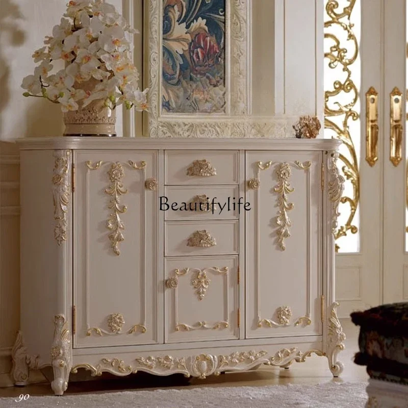 PG46 المحكمة الفرنسية جميع الخشب الصلب خزانة جانبية لتناول الطعام خزانة الشاي المنزلية