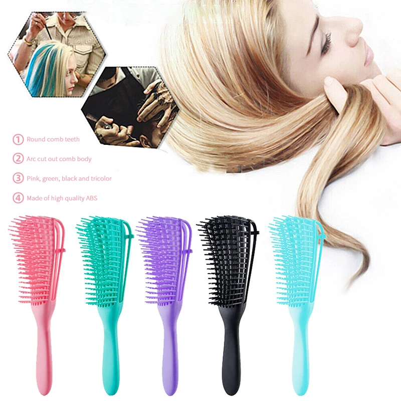 

Hairdressing Comb Hair Brush Special-shaped Massage Comb Plastic Handle Color Wet And Dry Comb With Eight Claws Makeup