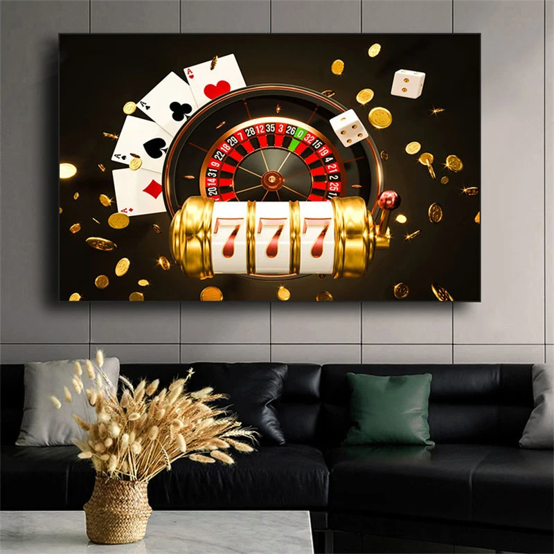 Casino Poker Gambling Posters Home Decor Wall Art Pictures for Bar Club Canvas Painting Jackpot Roulette Slots Cuadro NO FRAME