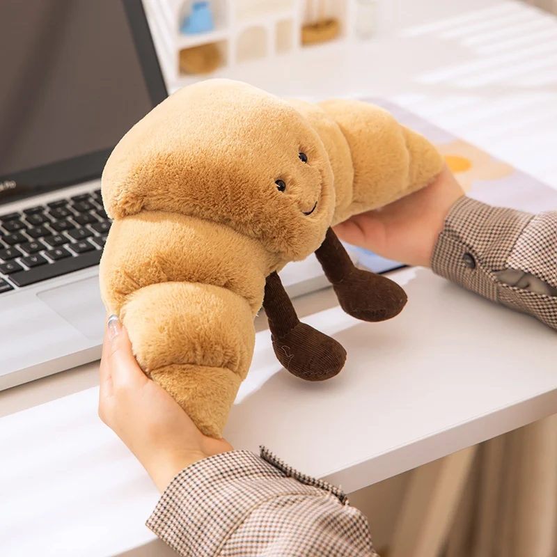 Kawaii Baguette Plush Pretzel Croissant Toy Stuffed Simulation Food Bread Soft Doll Birthday Christmas Gift for Kids