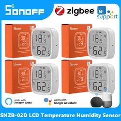 SONOFF-Sensor inteligente de temperatura y humedad SNZB-02D Zigbee, pantalla LCD remota grande, monitoreo en tiempo Real, aplicación Ewelink a través de Alexa y Google Home