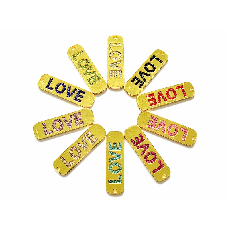 

10pcs Aolly Letter Charms-Love with Rhinestones Fit for DIY Bracelet Bangle Making LER006-LER009