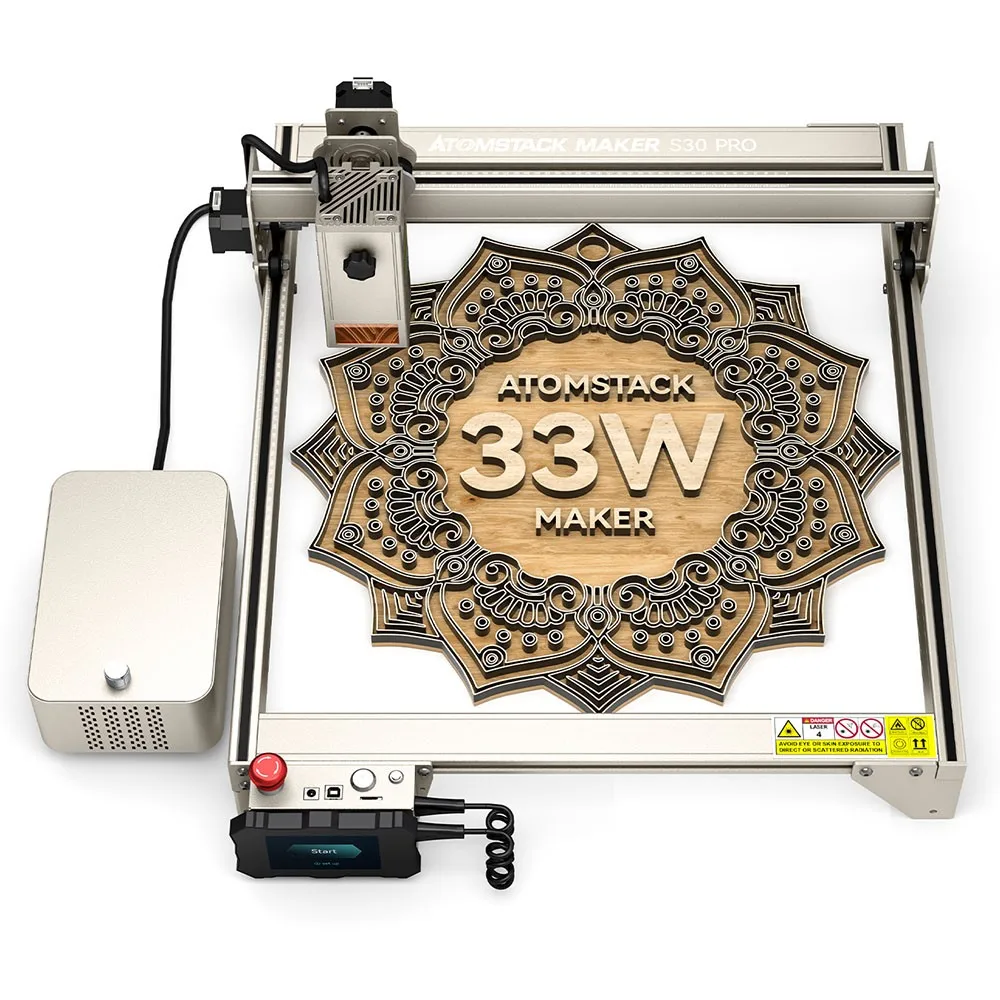 ATOMSTACK Maker S30 Pro Laser Engraver Cutter, 33W Laser Power, Air Assist, 0.01mm Engraving Accuracy, Offline Engraving