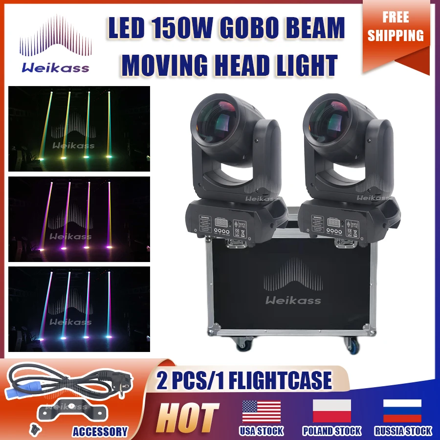 

No Duty 1Flycase With 2PCS LED 150w Beam Spot Moving Head 18 Prisms Wedding Holiday Party Stage Lighting DMX Control Dj