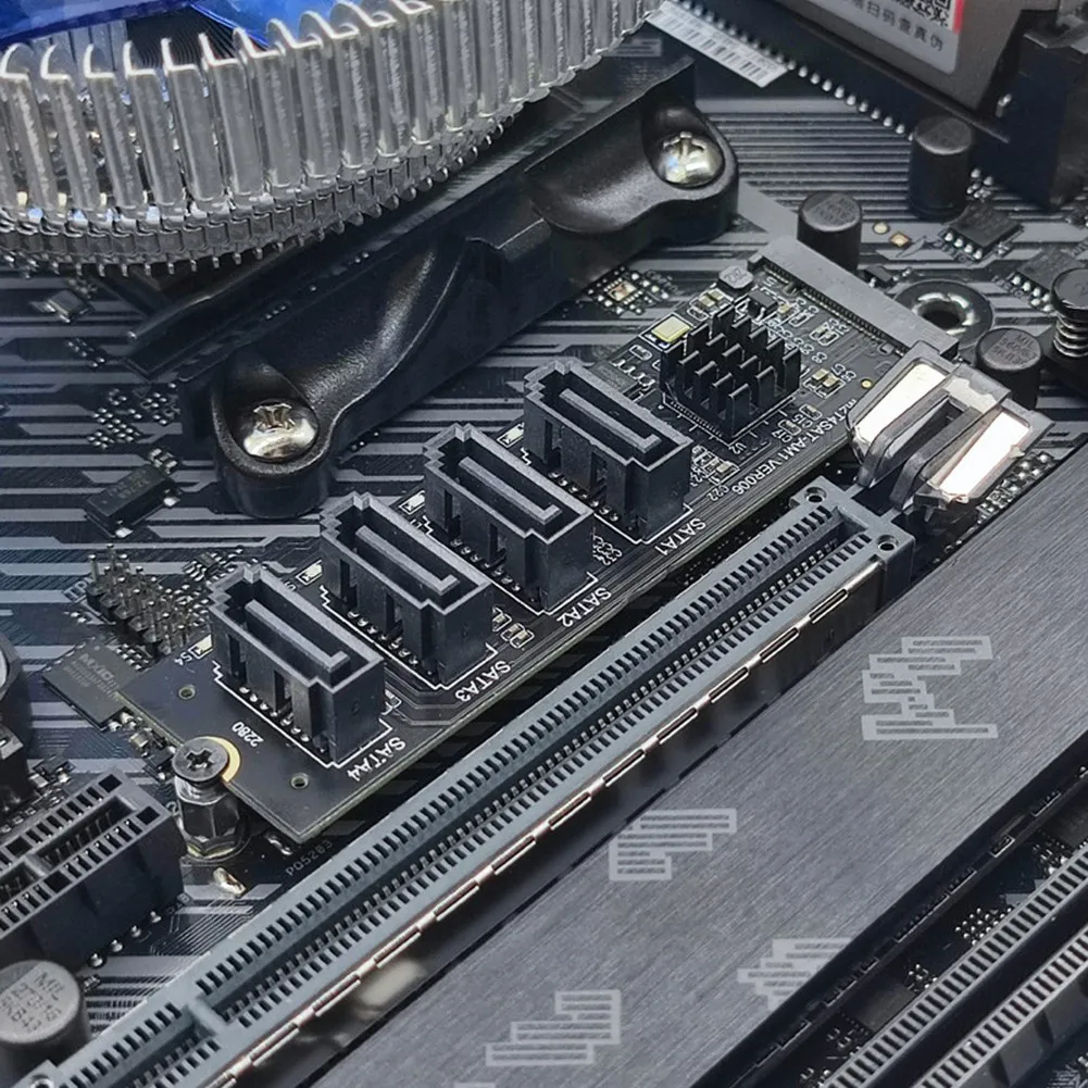 M.2 NVME To 4 포트 어댑터 카드, PCI-E To SATA3.0 확장, 라이저 카드 드라이브 프리 JMB582