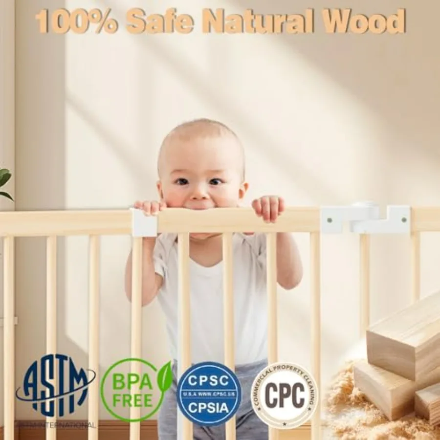 Box per bambini pieghevole in legno per bambini con forma e dimensioni regolabili, grande recinzione di sicurezza e centro attività con Locki