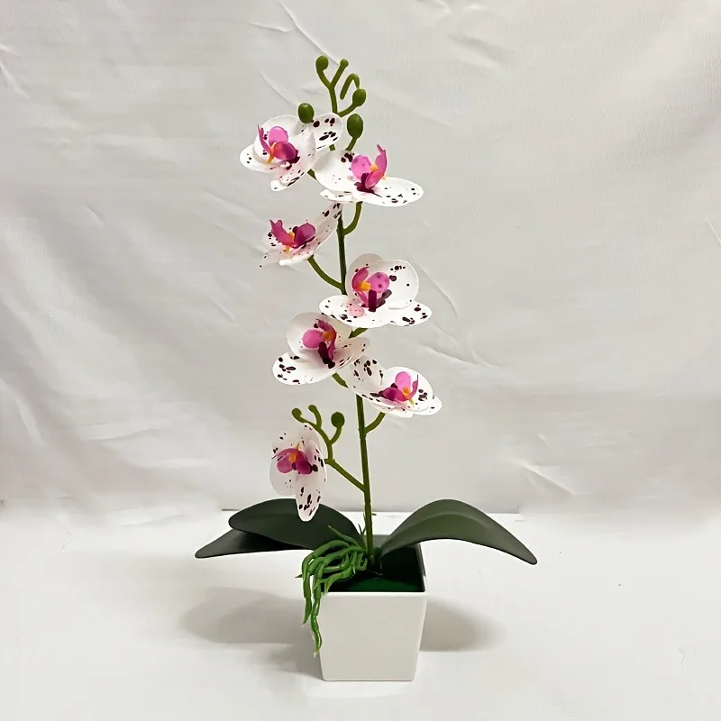 Künstliche Blume, Schmetterlingsorchidee, Topfpflanze, 7 Blüten, Heim- und Bürodekoration, Fotografie-Requisite, Künstlicher Bonsai, Grünpflanzen – Detail 10