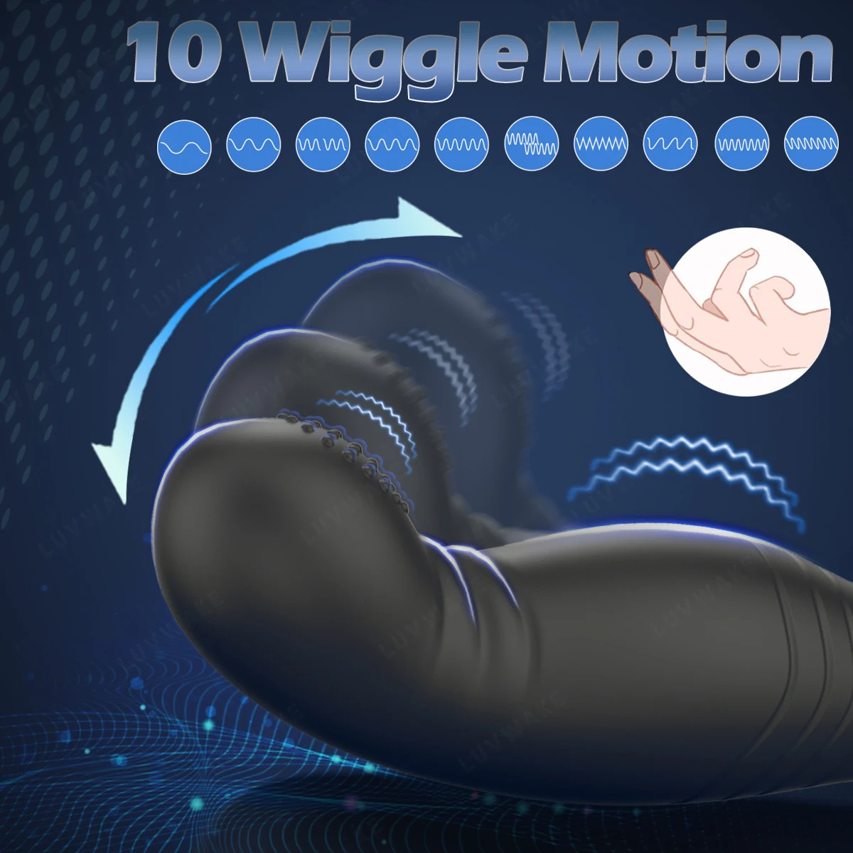 10 Wiggle Vibration Anal Plug Prostate Massager with Penis Ring Butt Plug Vibrator Perineum Stimulator Male Sex Toys for Men