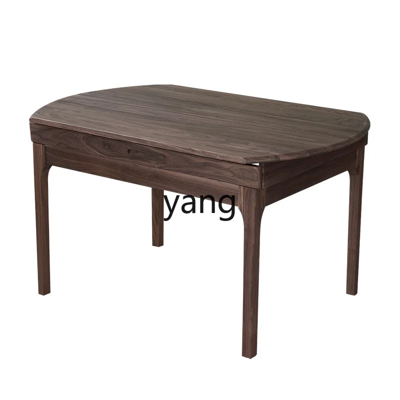 

L'm'm Modern Minimalist Retractable Folding round Table Black Walnut Home Dining Table