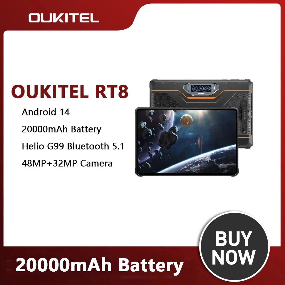 Oukitel RT8 11“4G Rugged Tablets FHD+Display Helio G99 Octa Core 6GB+256GB Android 14 20000mAh 33W 48MP+32MP NFC IP68 IP69K