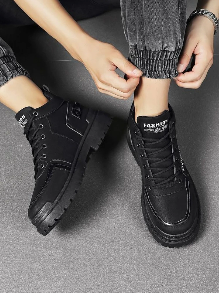 

Винтажные мужские уличные рабочие ботинки для пустыни, теплые ботинки на флисовой подкладке, осень-зима, высокие кеды на шнуровке, на низком каблуке, в британском стиле, противоскользящие