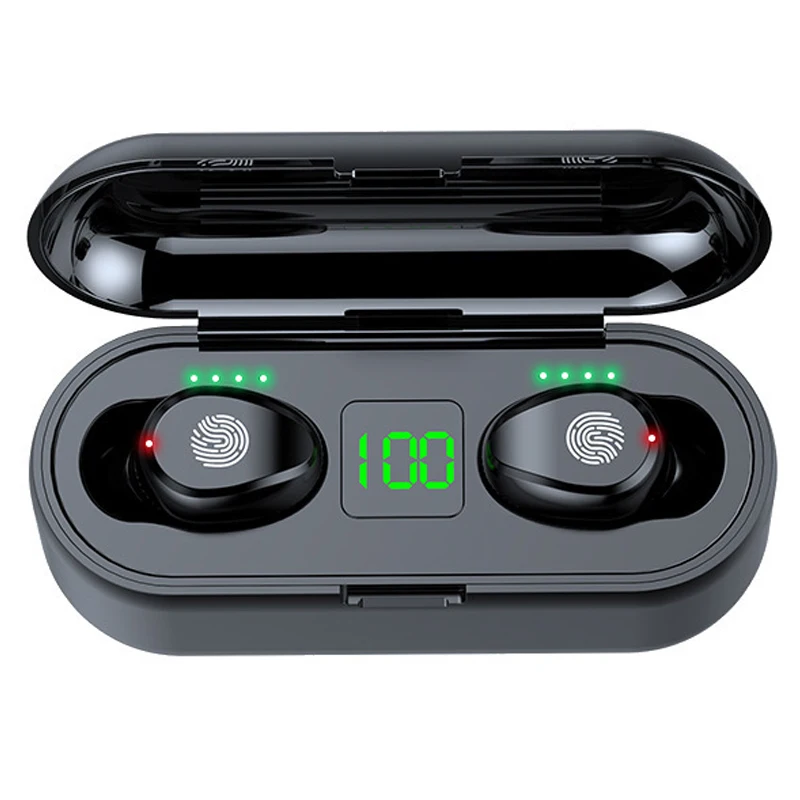 TWS F9 Fone De Ouvido Sem Fio, Esporte Earbuds, fone de ouvido com 5.1 Bluetooth, Telefone, Xiaomi, Samsung, Huawei, iPhone, OPPO