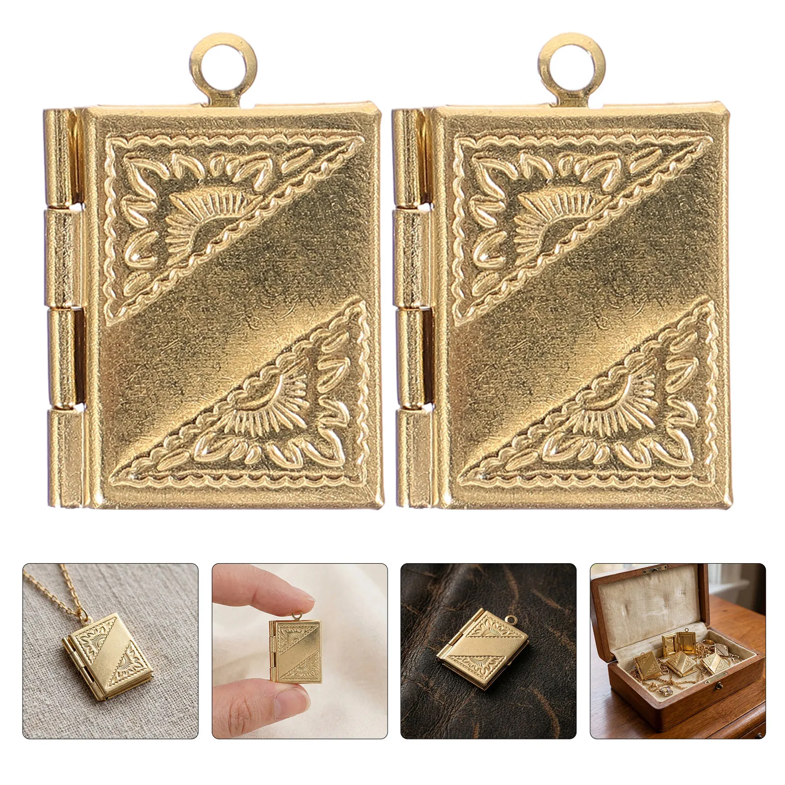 Jewelry Making Books - 20Pcs Copper Book Photo Frame Locket