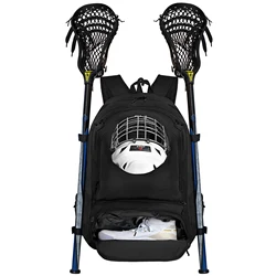 Zaino grande per attrezzatura da Lacrosse con supporto a due bastoncini e scomparto per tacchette separato borsa da Hockey su prato