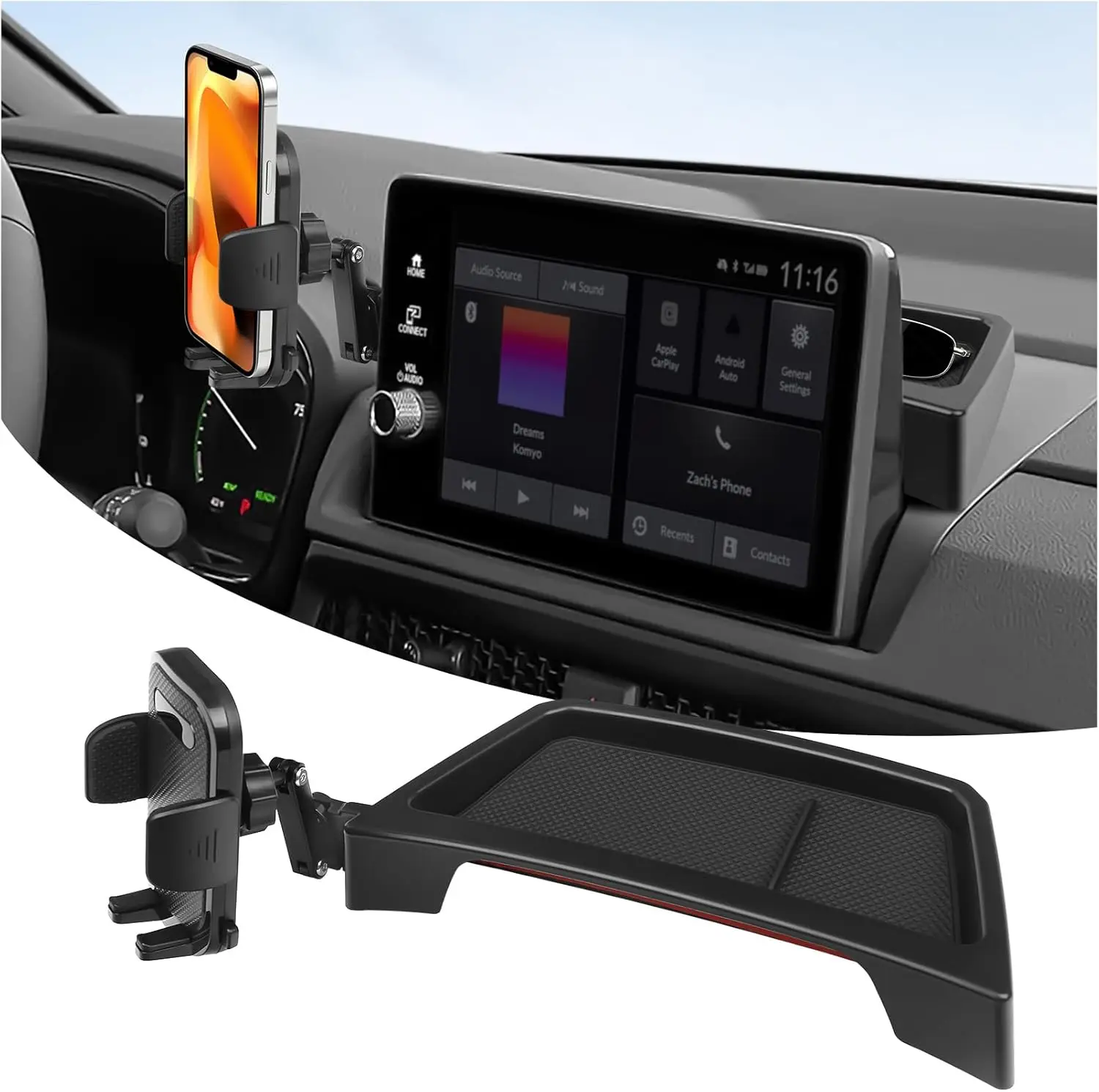 Car Phone Holder & Dashboard Tray Organizer Compatible for Honda 2023 2025  CRV Accessories ABS Material 7/9-inch Screen