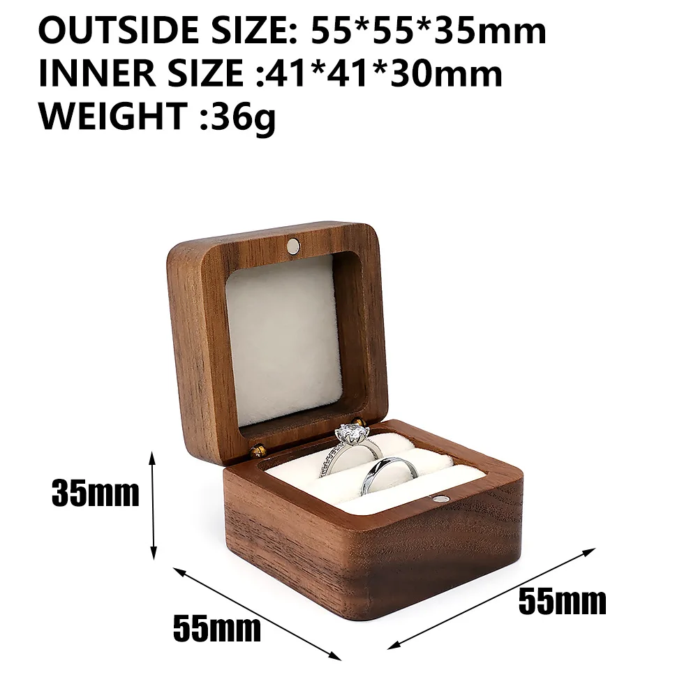 Wooden Jewellery Box for Marriage Proposal,Portable Ring and Earring Storage Case,Mini Jewellery Organiser, Wedding Gift Box