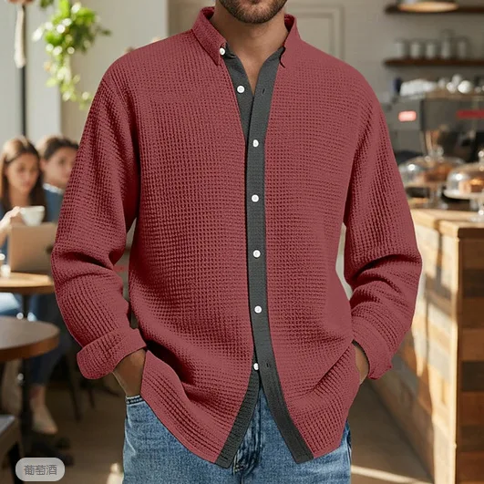 

Men's Fleece Lined Shirt Jacket 2026, Warm Winter Waffle Knit Long Sleeve Button Down, Casual Cozy Overshirt