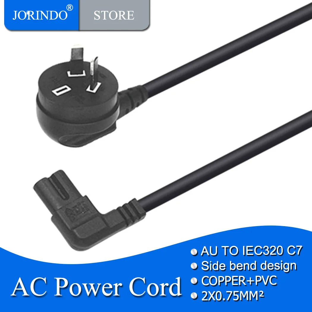 JORINDO 2M/6.5FT,AU TO C7 side bend design,Australia 2Pin Male Plug To IEC320 C7 Power Adapter Cable