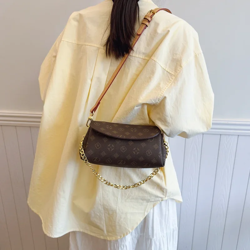 

​ ​ 2025Премиумная сумка через плечо, женская винтажная сумка через плечо с цепочкой и принтом, стильный маленький квадратный кошелек, повседневная универсальная сумка ​