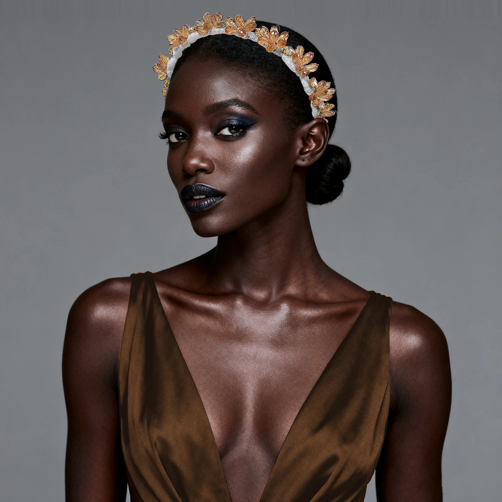 

HNNNS Luxury Crystal Beads Hair Hoops Women Girls Handmade Headwear Tooth Wavy Headbands Shiny Non-slip Hair Accessories A400