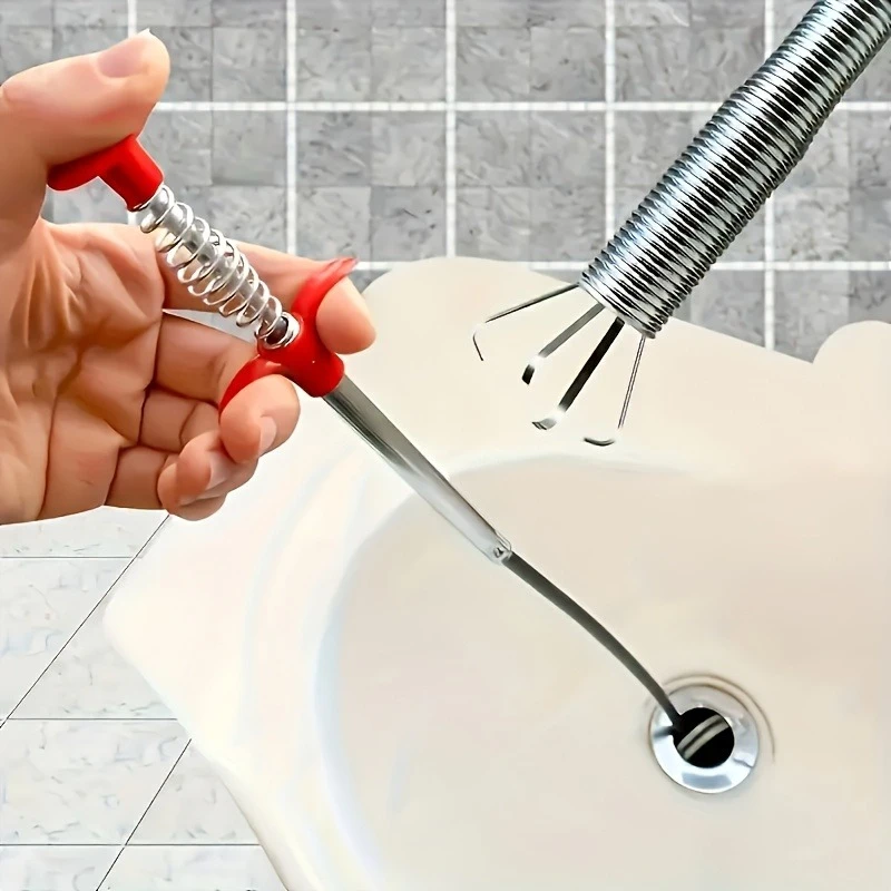 60cm Multifunctional Pipe Dredging Tool Bendable Drain Auger Sewer Hair Cleaning Claw Spring Loaded Grabber Pickup Pipe Tool