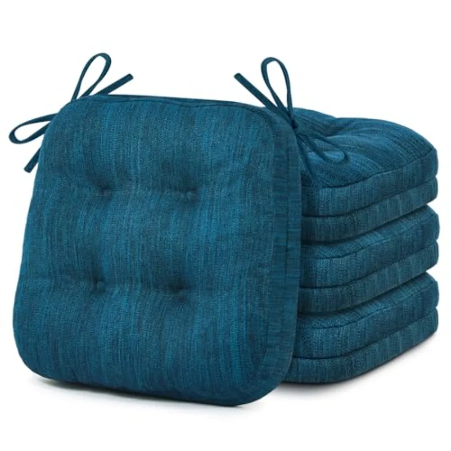 

Набор подушек для обеденных стульев из 4-х двухслойных подушек для кухонных стульев из пены с эффектом памяти, лакированные дизайнерские подушки для сидений с завязками 16,5 x 16,5 x