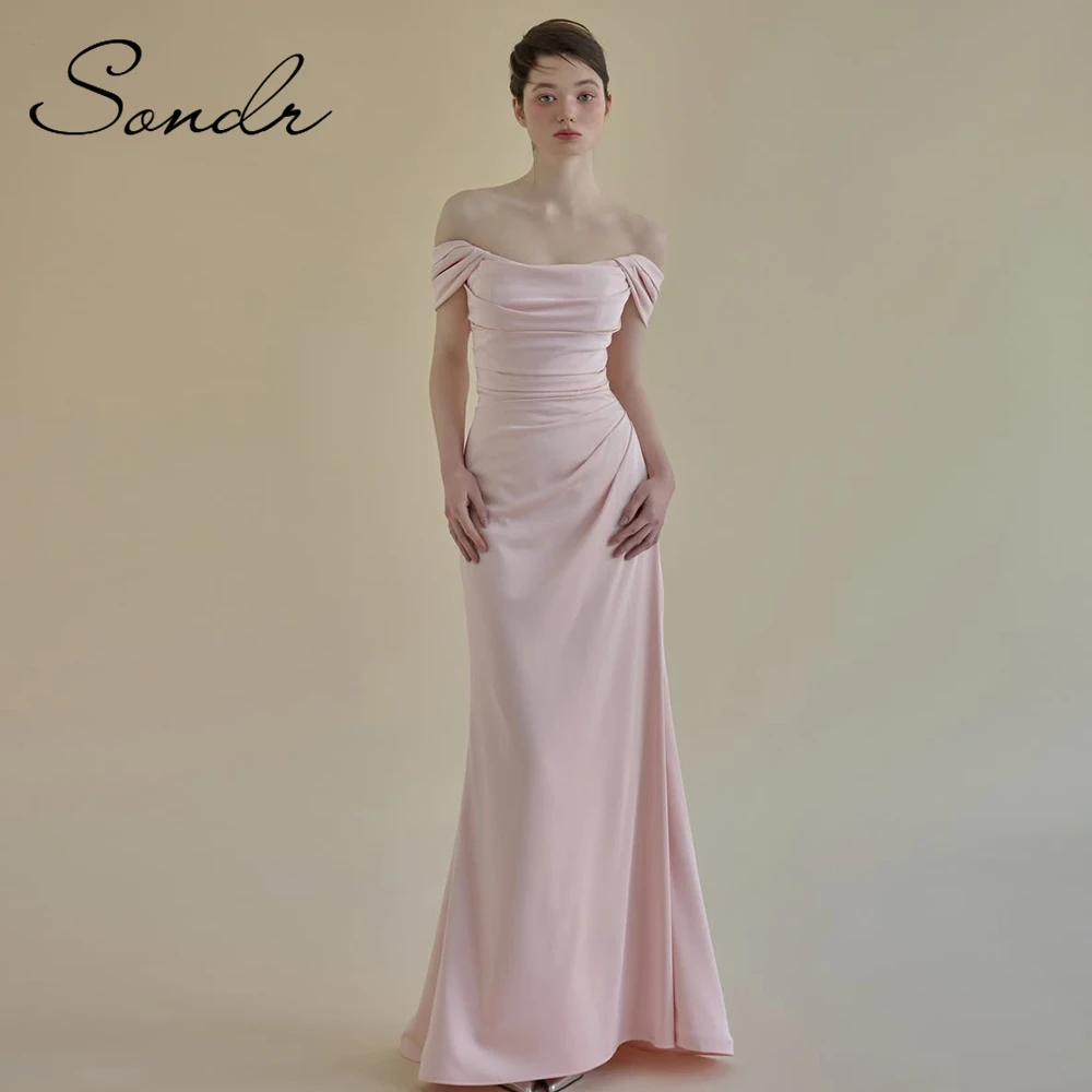 

Sondr Mermaid Pink Elegant Evening Dresses Customized Off the Shoulder Korean Wedding Dresses for Photo Shoot Bridal Party Gown