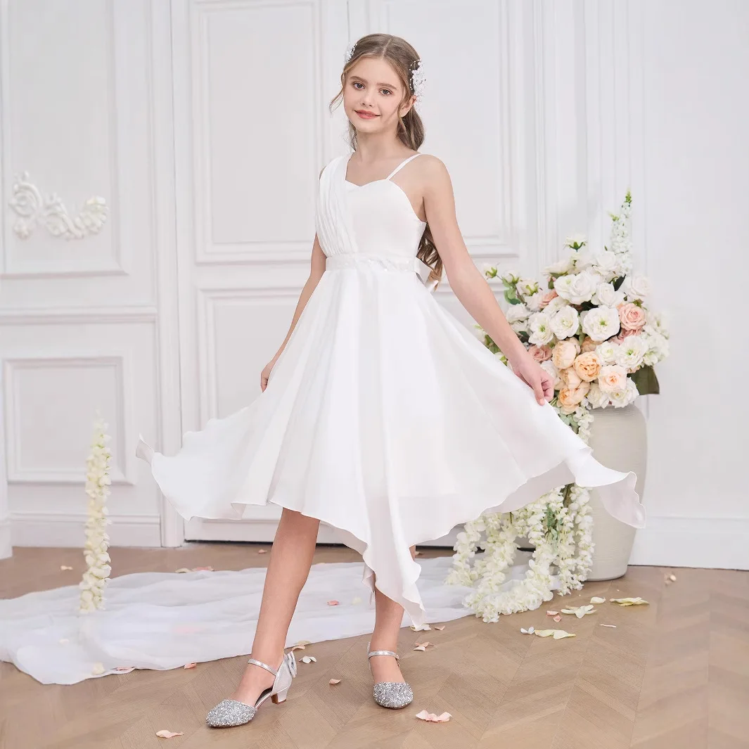 

Irregular Girl Princess Dress Baptismal White Dress For Girls Formal Evening Dress Children's Clothing First Communion Costume