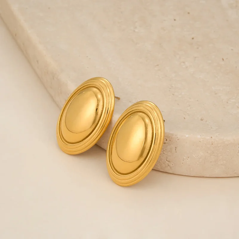 أقراط بيضاوية الشكل للنساء أقراط هندسية مجوهرات من صلب لا يصدأ مجوهرات مقاومة للماء جديدة في عام 2026