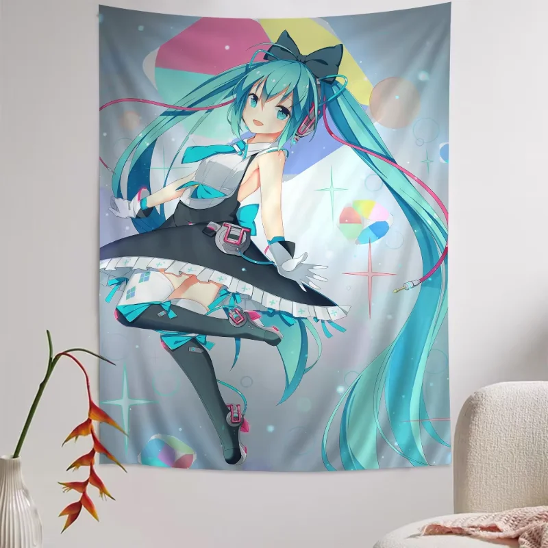 VIKAMA Cyber Idol Anime Tapestry Colorful Trendy Polyester Wall Hanging Bedroom Dormitory Room Home Decoration