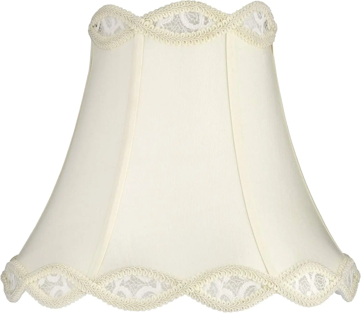 

Cream Scalloped Gallery Large Bell Lamp Shade 7" Top x 14" Bottom x 12.5" High (Spider) Replacement with Harp and Finial