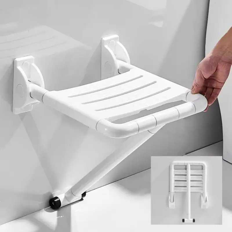 1 Set Dusch- und Badewannenstuhl, rutschfeste Treppe, klappbarer Sitz mit Stützbein, Badezimmer-Toilettenklappstuhl für ältere und behinderte Menschen – Detail 10