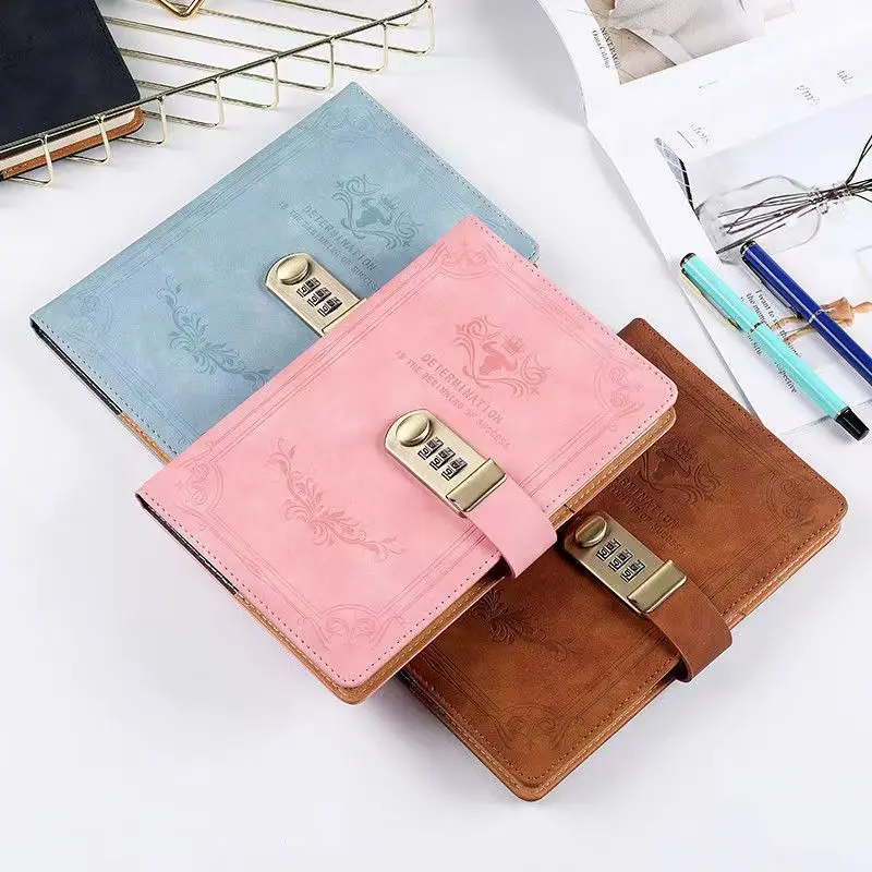 Password Notebook with Lock Notebook Stationery Notepad For School Office Supplies A5 Daily Weekly Planner Agenda Notebook