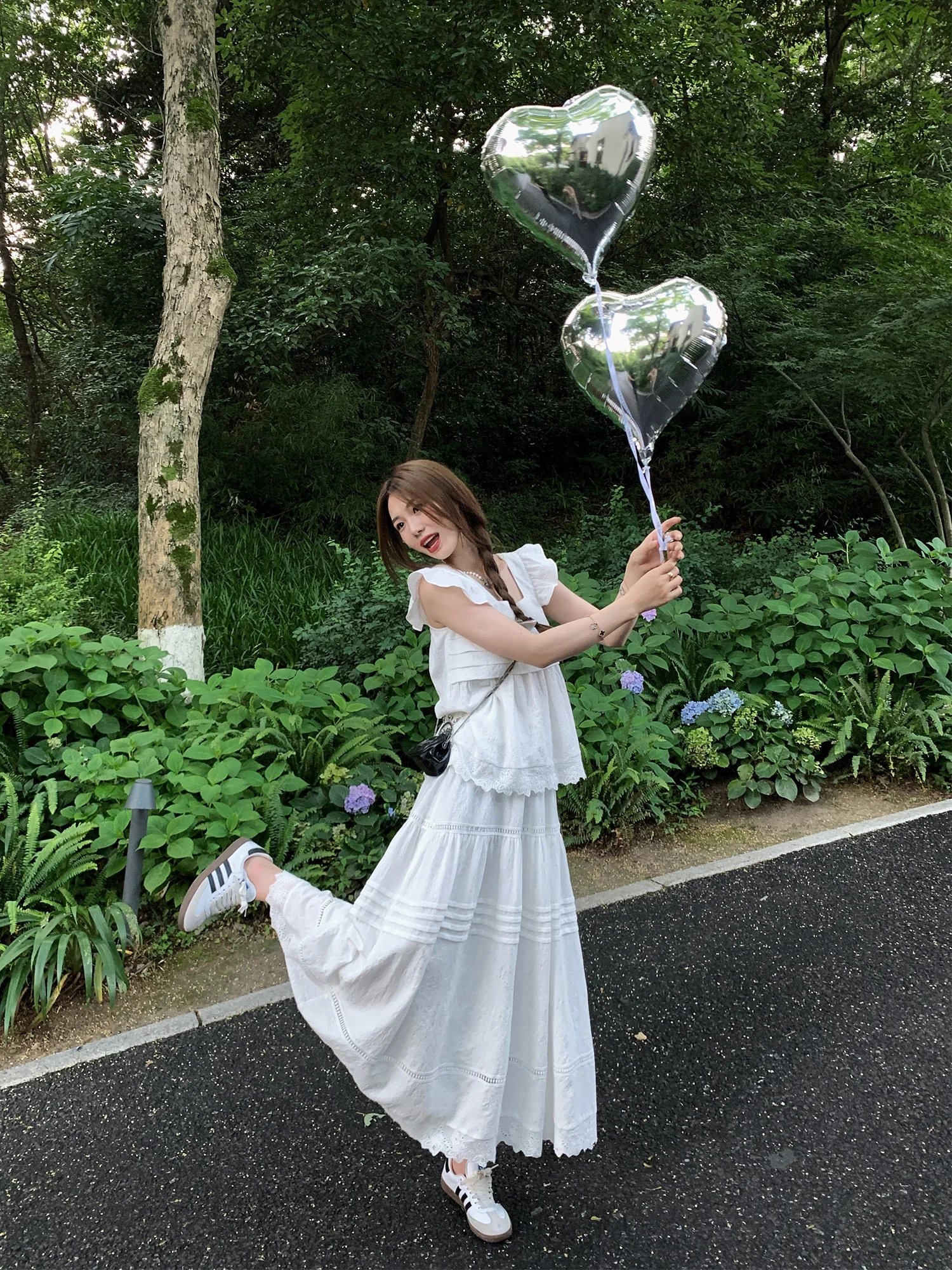 

Summer Heavy Work Style Half Skirt Set Women's Sleeveless Commute Fashion Loose Fit Pure Color Korean Version