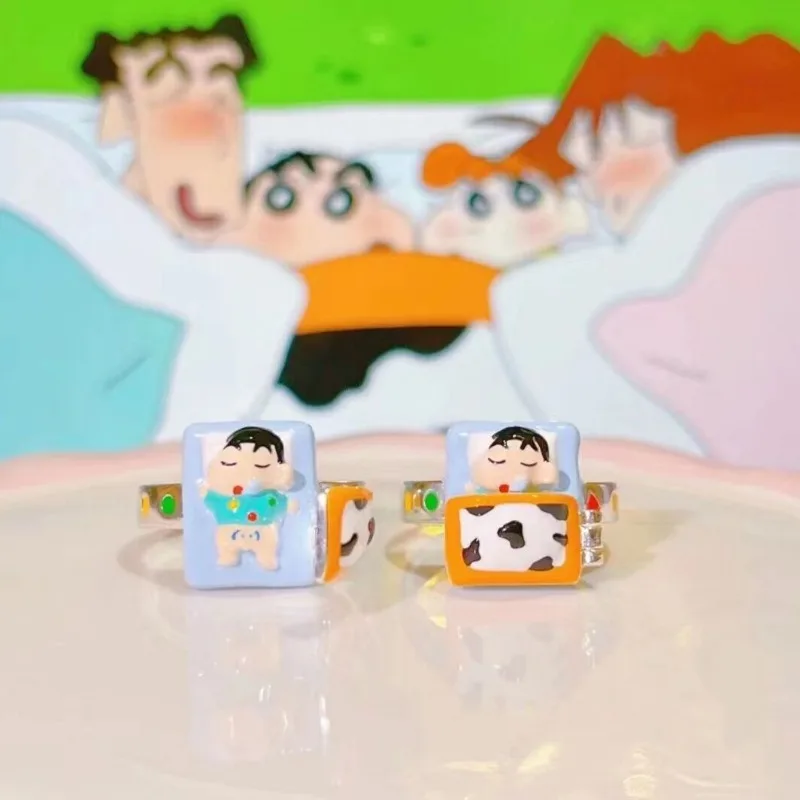 Popular Anime Crayon Shin chan Ring Cute High Beauty Instagram Adjustable Opening Student Edition Gift for Best Friends