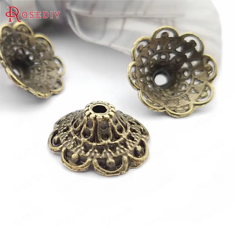 20PCS Antique Gold Color Zinc Alloy Big Beads Caps Tassel Caps High Quality Diy Jewelry Making Supplies Accessories for Women