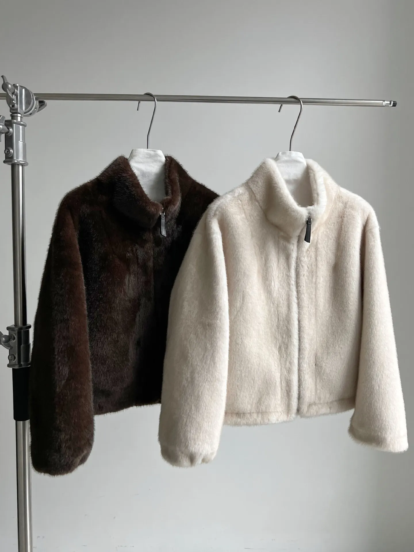 Abrigo de Piel Sintética con Cuello Atmosférico Coreano, Chaqueta de Piel Ecológica Acogedora, Abrigo Extra Grande Cálido, Prenda Exterior Elegante y Suave Estilo Visón