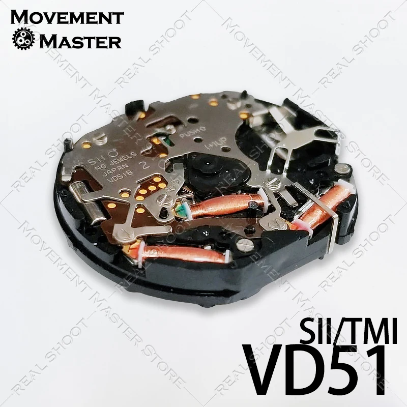 Movimiento de cuarzo para SII TMI VD51 5 manecillas Multi cinético Chrono batería de vástago ajustable incluida para reemplazo de reparación de relojes
